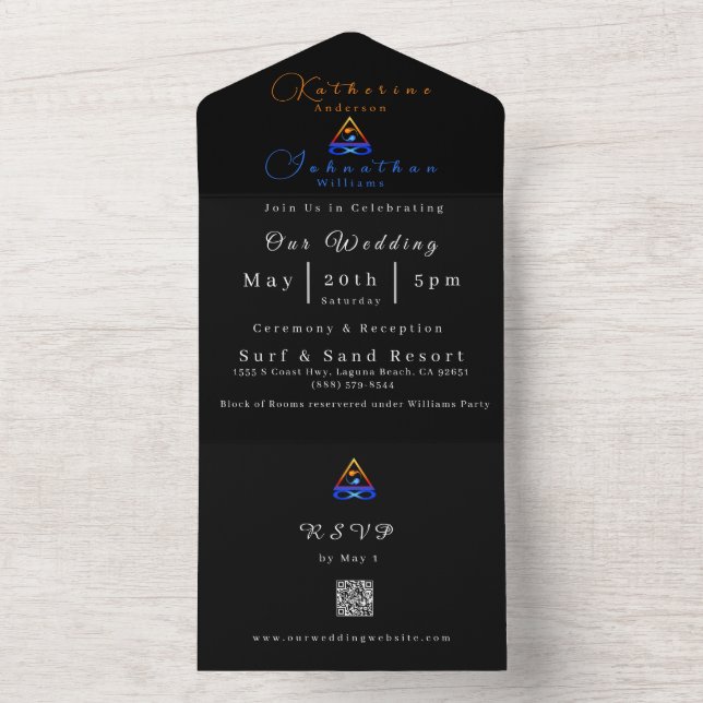 Photo Wedding-QR Code-Twin Flame Symbol- All In One Invitation (Inside)