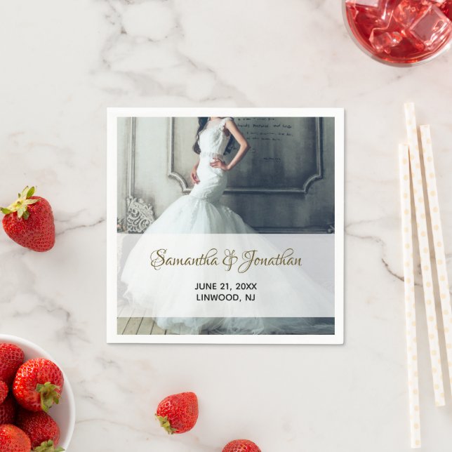 Photo Wedding Reception Cocktail Paper Napkins (Insitu)