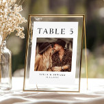 Photo Wedding Reception Table Number<br><div class="desc">Add a personal touch to your reception with our Photo Wedding Reception Table Number cards. These elegant cards showcase your favourite engagement photo alongside clean, modern typography, making each table unique and memorable. Perfect for a minimalistic yet meaningful style, these customisable table numbers beautifully blend simplicity with a special, personal...</div>