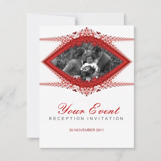 Photo : Wedding : Red White Ornate Invitation temp (Front)