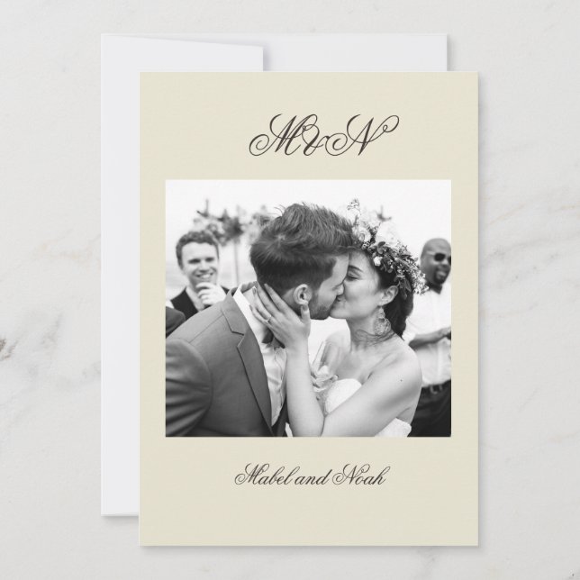 Photo Wedding Romantic  Neutral Colour  Invitation (Back)