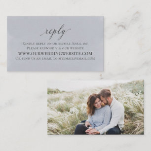 Photo Wedding RSVP Online Elegant Watercolor Blue Enclosure Card