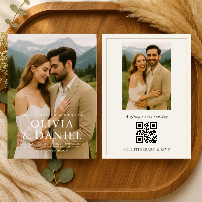 Photo Wedding Rustic Minimalist Simple Invitation (Creator Uploaded)