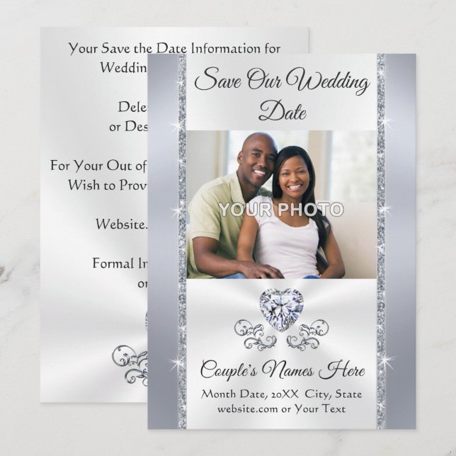 Photo, Wedding Save the Date Cards with Envelopes (Front/Back)