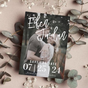 Photo Wedding Save the Date   Faux Vellum Overlay  Invitation