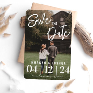 Photo Wedding Save the Date | Faux Vellum Overlay  Invitation