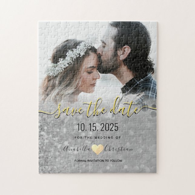 Photo Wedding Save The Date Invitation Jigsaw Puzzle (Vertical)