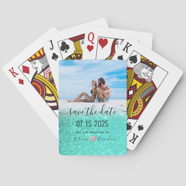 Photo Wedding Save The Date Invitation Playing Cards (Back)