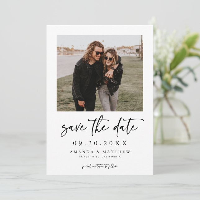 Photo Wedding Save the Date, Modern Save the Date Invitation (Standing Front)