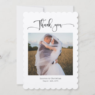Photo Wedding Scalloped Thank you Card