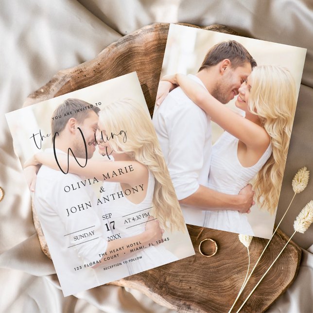 Photo Wedding Simple Modern Elegant Invitation (Creator Uploaded)
