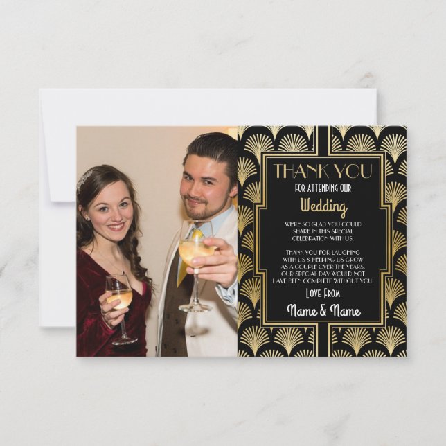 Photo Wedding Thank You Card Engagement 20s Party (Front)