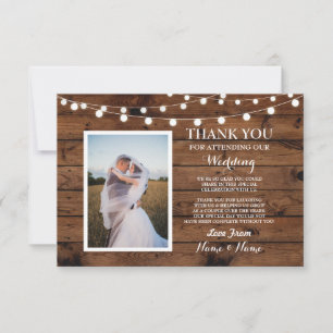 Photo Wedding Thank You Card Engagement Wood Light