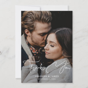 Photo Wedding Thank You Card with Modern Script