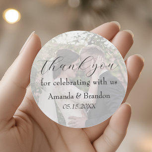 Photo Wedding Thank You Classic Round Sticker