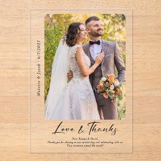 Photo  Wedding Thank you Clear Acrylic Invitations