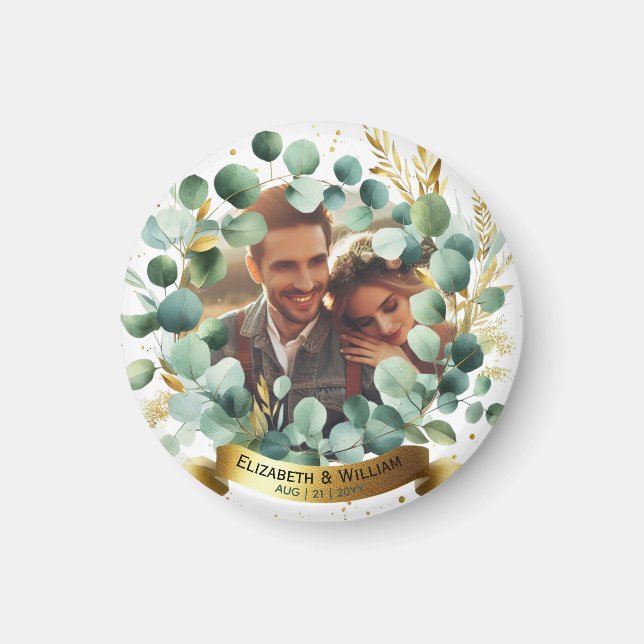 PHOTO Wedding Thank You Eucalyptus Leaves Gift   Magnet (Front)
