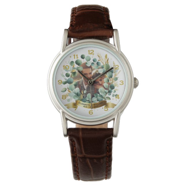 PHOTO Wedding Thank You Eucalyptus Leaves Gift   Watch (Front)
