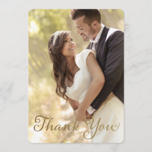 Photo Wedding Thank You, Faux Gold Foil Effect You Card