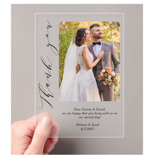  Photo  Wedding Thank you Frosted Acrylic Invitations (Creator Uploaded)