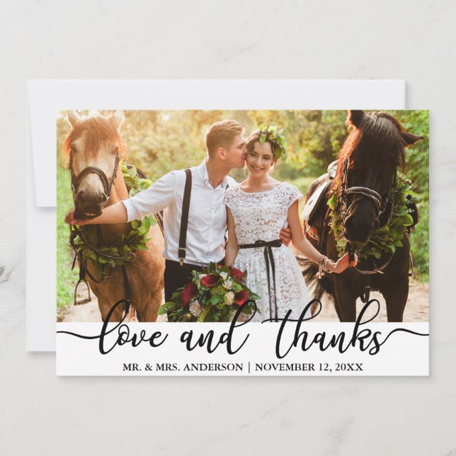 Photo Wedding Thank You | Love and Thanks Card (Front)