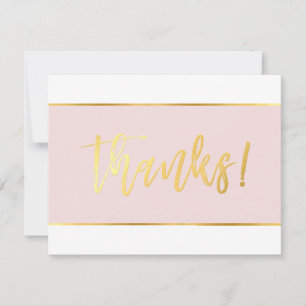 PHOTO WEDDING THANK YOU modern blush pink gold Card