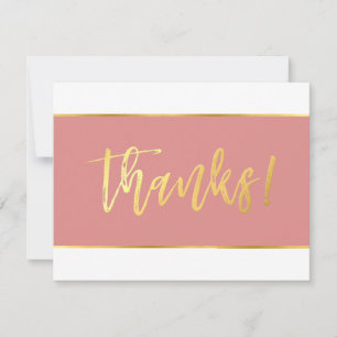 PHOTO WEDDING THANK YOU modern coral pink gold Card