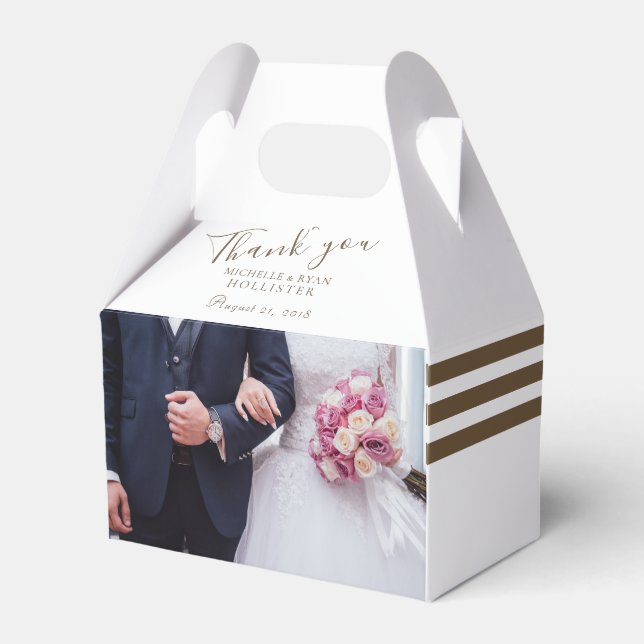 Photo Wedding Thank you Personalizable Stripe Favour Box (Front Side)