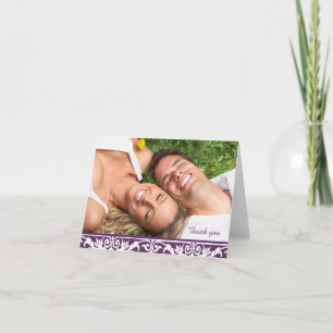 Photo Wedding Thank You -Plum & White