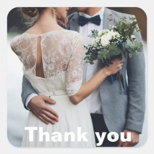 Photo Wedding Thank You  Square Sticker