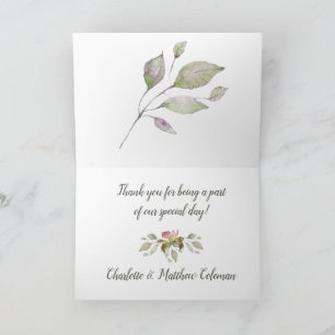 Photo Wedding Thank You Watercolor Roses Soft Pink Card