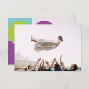 Photo Wedding Turquoise Blue Heart Violet Thank yo Thank You Card