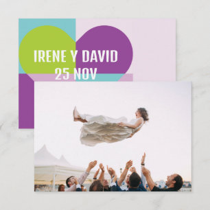 Photo Wedding Turquoise Blue Heart Violet Thank yo You Card