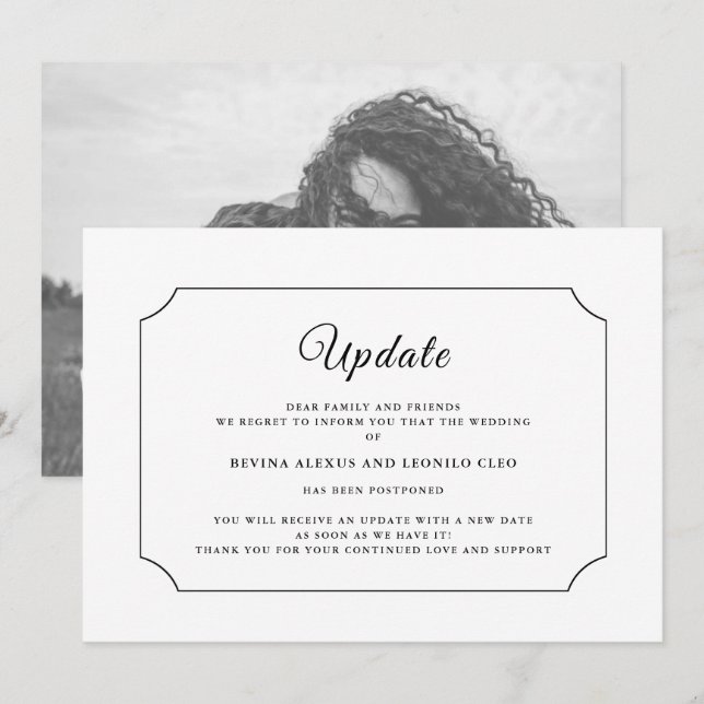 Photo | Wedding Update Postponement Announcement (Front/Back)
