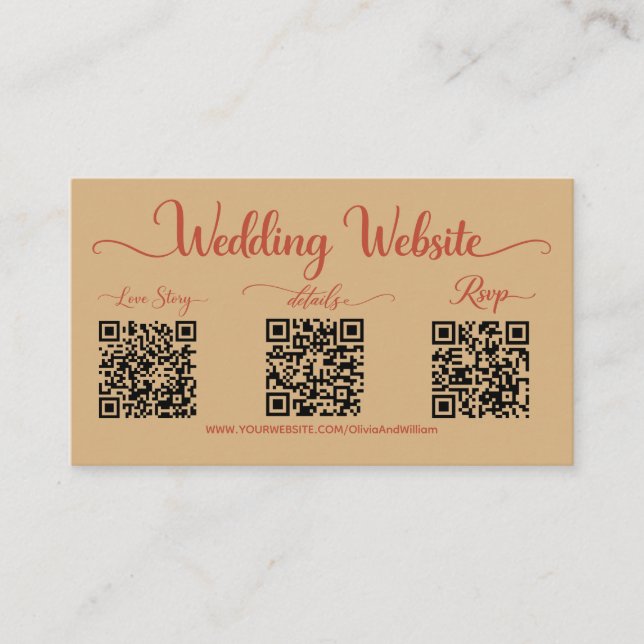 Photo Wedding Website RSVP Triple QR Code  Enclosure Card (Front)