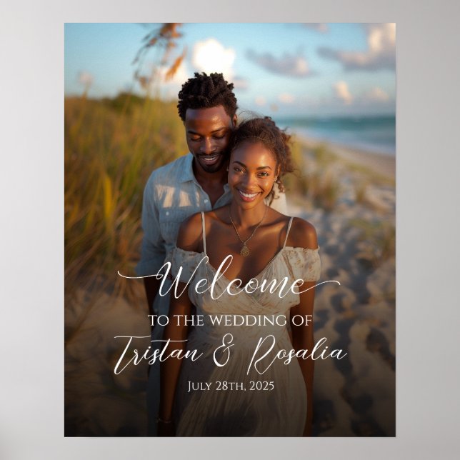 Photo wedding welcome sign elegant calligraphy (Front)