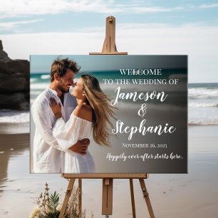 Photo wedding welcome sign elegant calligraphy