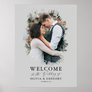 Photo Wedding Welcome Sign - Grey