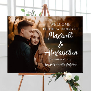 Photo wedding welcome sign modern calligraphy