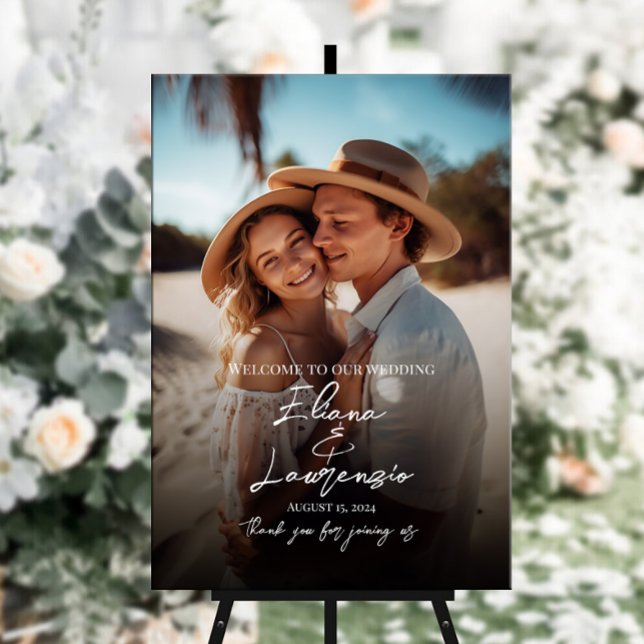 Photo wedding welcome sign modern calligraphy (Creator Uploaded)