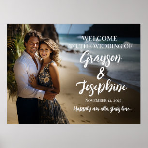 Photo wedding welcome sign modern calligraphy