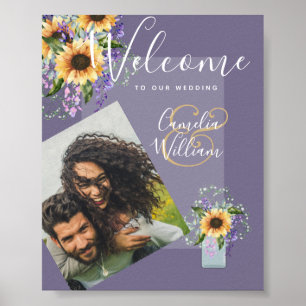 PHOTO Wedding Welcome Sign Sunflowers Wisteria