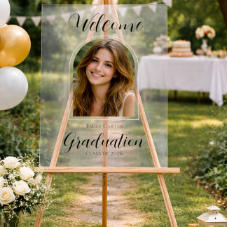 Photo Welcome Graduation Party I | Elegant Script Acrylic Sign