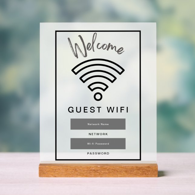 Photo Welcome Guest Wifi Password Acrylic Sign (Neutral)