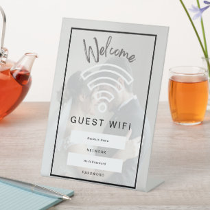 Photo Welcome Guest Wifi Password Pedestal Sign