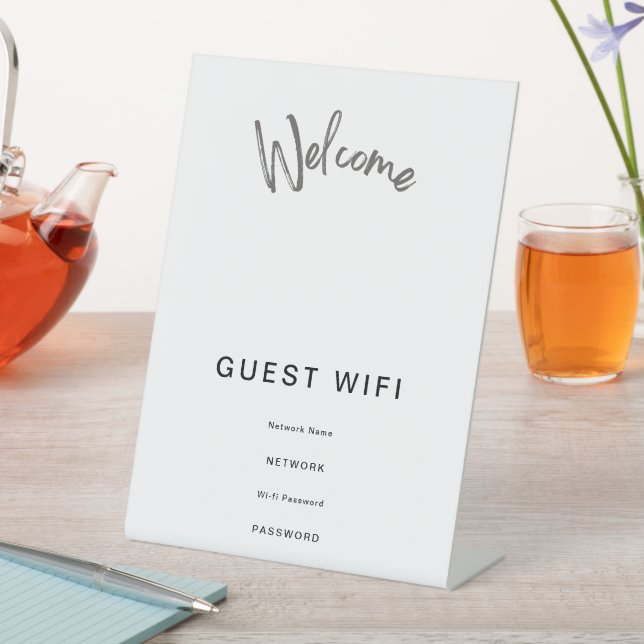 Photo Welcome Guest Wifi Password  Pedestal Sign (In SItu)