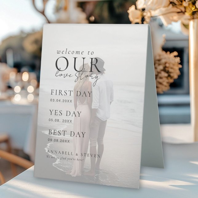Photo WELCOME TO OUR LOVE STORY (Photo WELCOME TO OUR LOVE STORY Table Tent Sign)