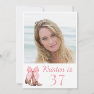 Photo Western Boots Bow Birthday Card