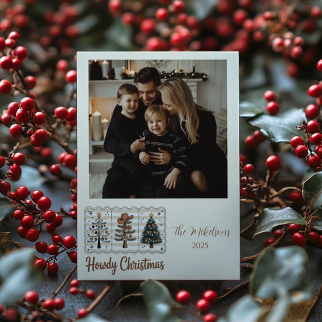 Photo Western Howdy Cowboy Christmas Holiday Card (Creator Uploaded)