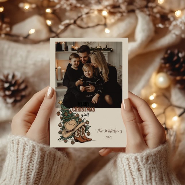 Photo Western Merry Christmas Y’all Holiday Card (Creator Uploaded)